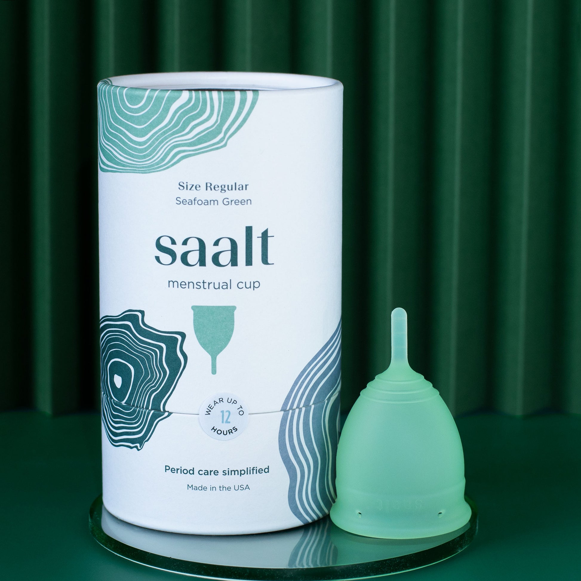Saalt menstrual cup best period cup regular seafoam green
