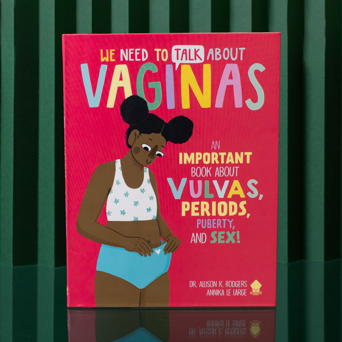we need to talk about vaginas book cover in red on green background