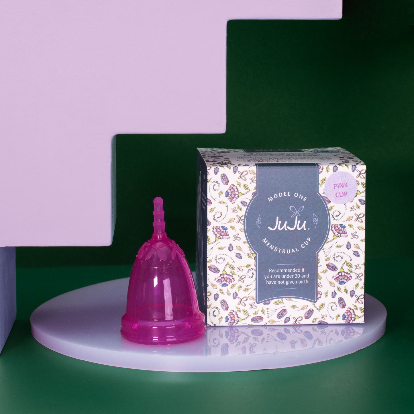 JuJu Australia menstrual cup in pink Model One