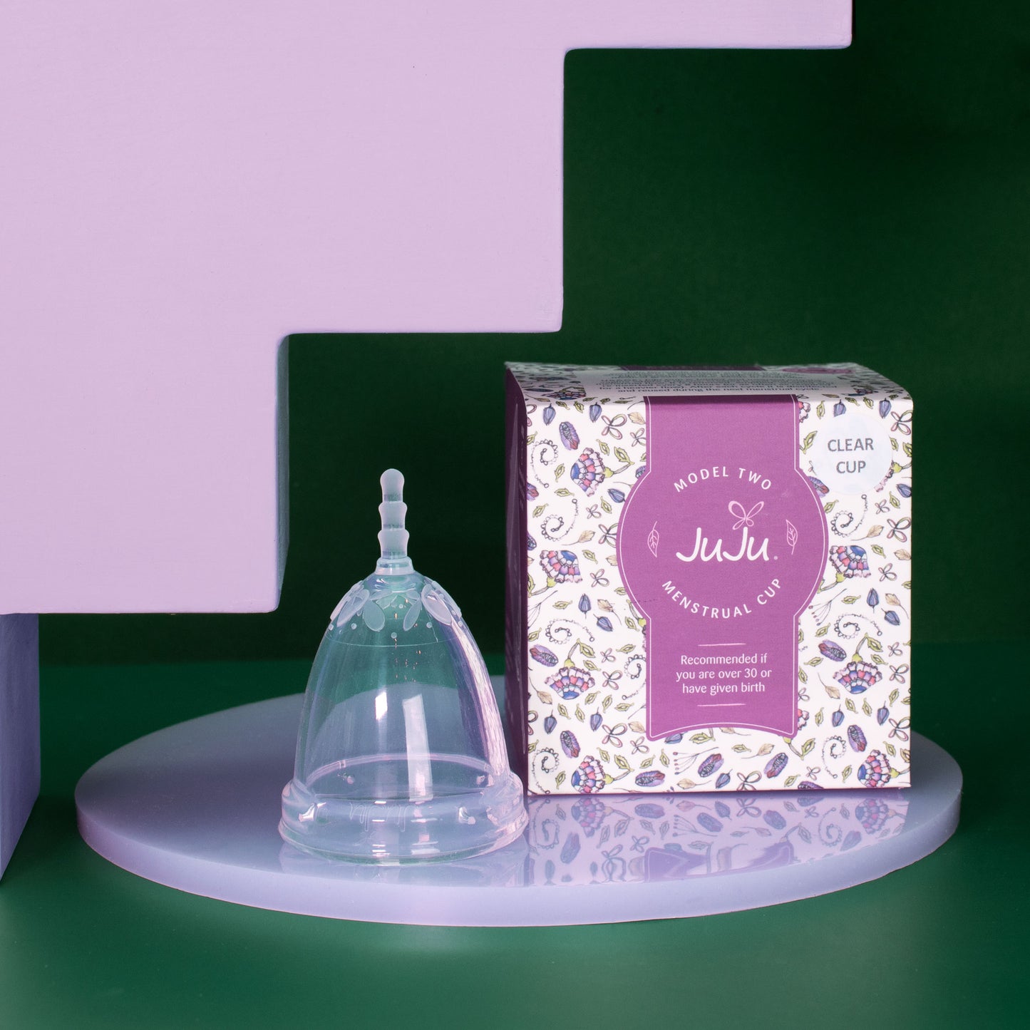 JuJu Australia menstrual cup in clear Model Two