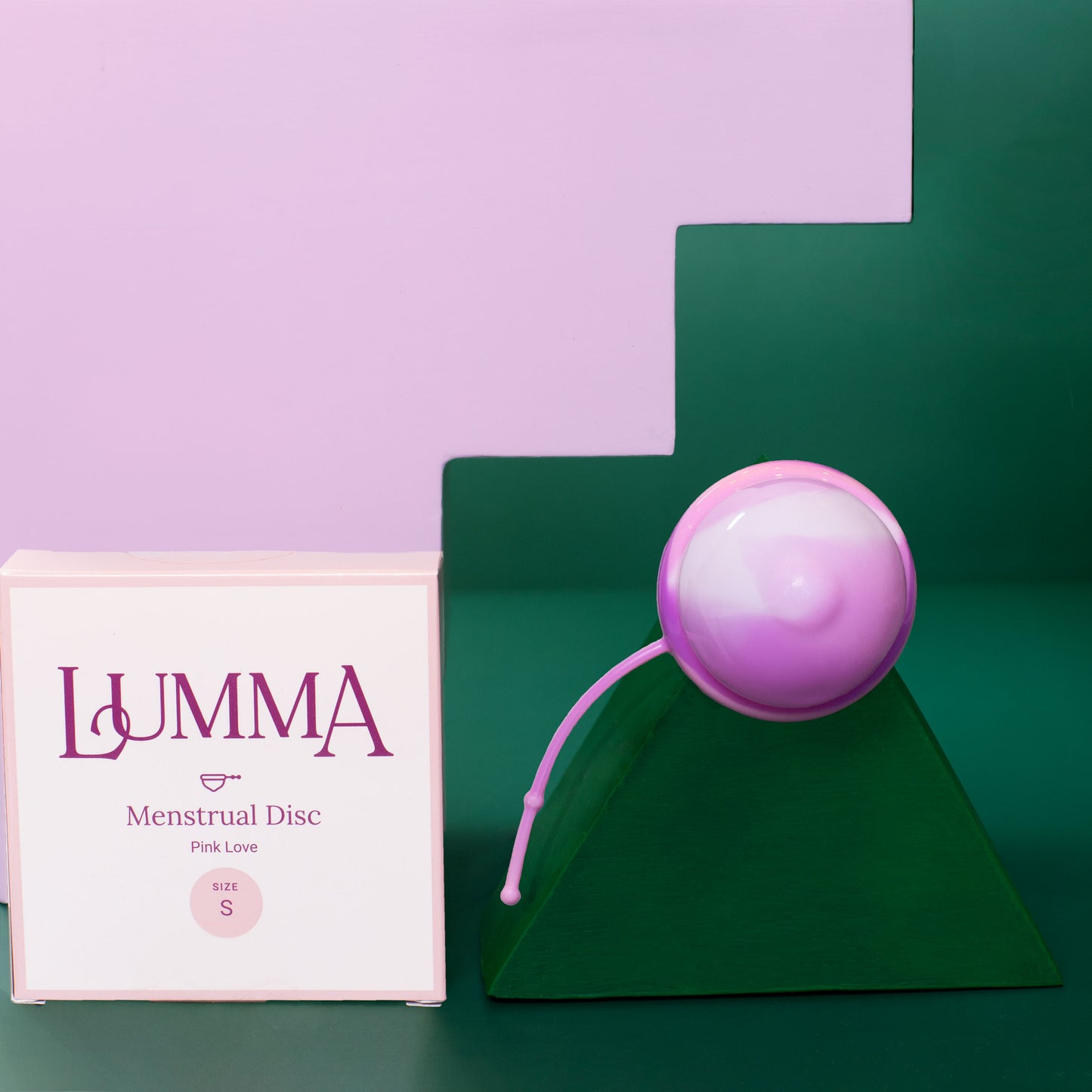 Lumma menstrual disc size Small Short in pink love with packaging