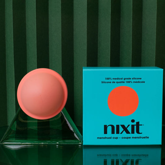 nixit one size menstrual cup in packaging teal