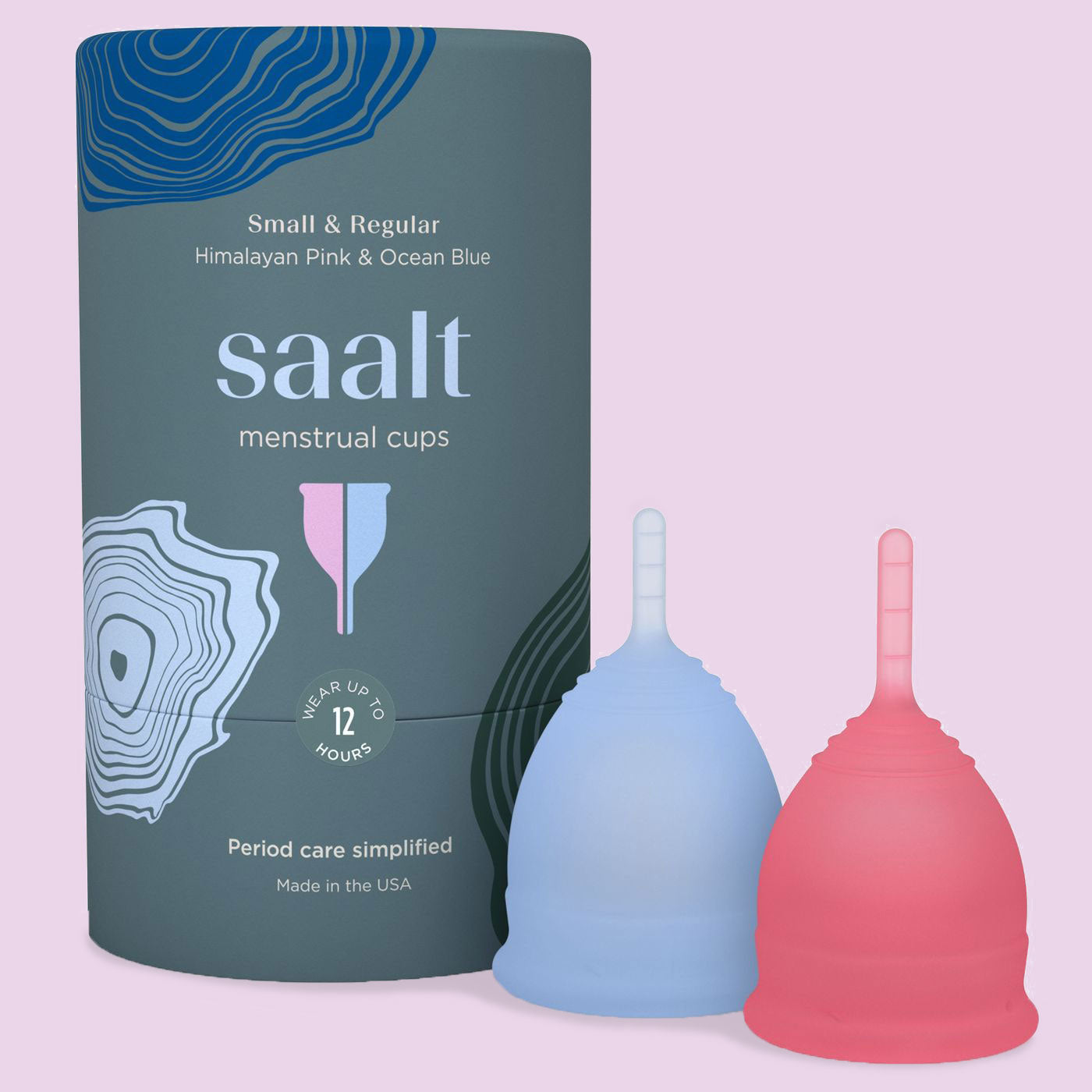 Saalt Duo Small and Regular cups with packaging 