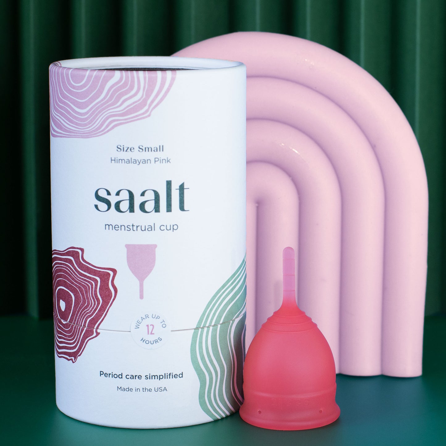 Saalt Small in Himalayan Pink with packaging